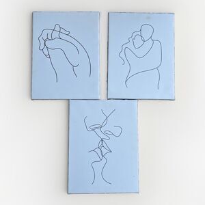 Wall Art Abstract Couple Kiss Hands Love Sketch Line Drawing 3 Pcs set 8”x12”